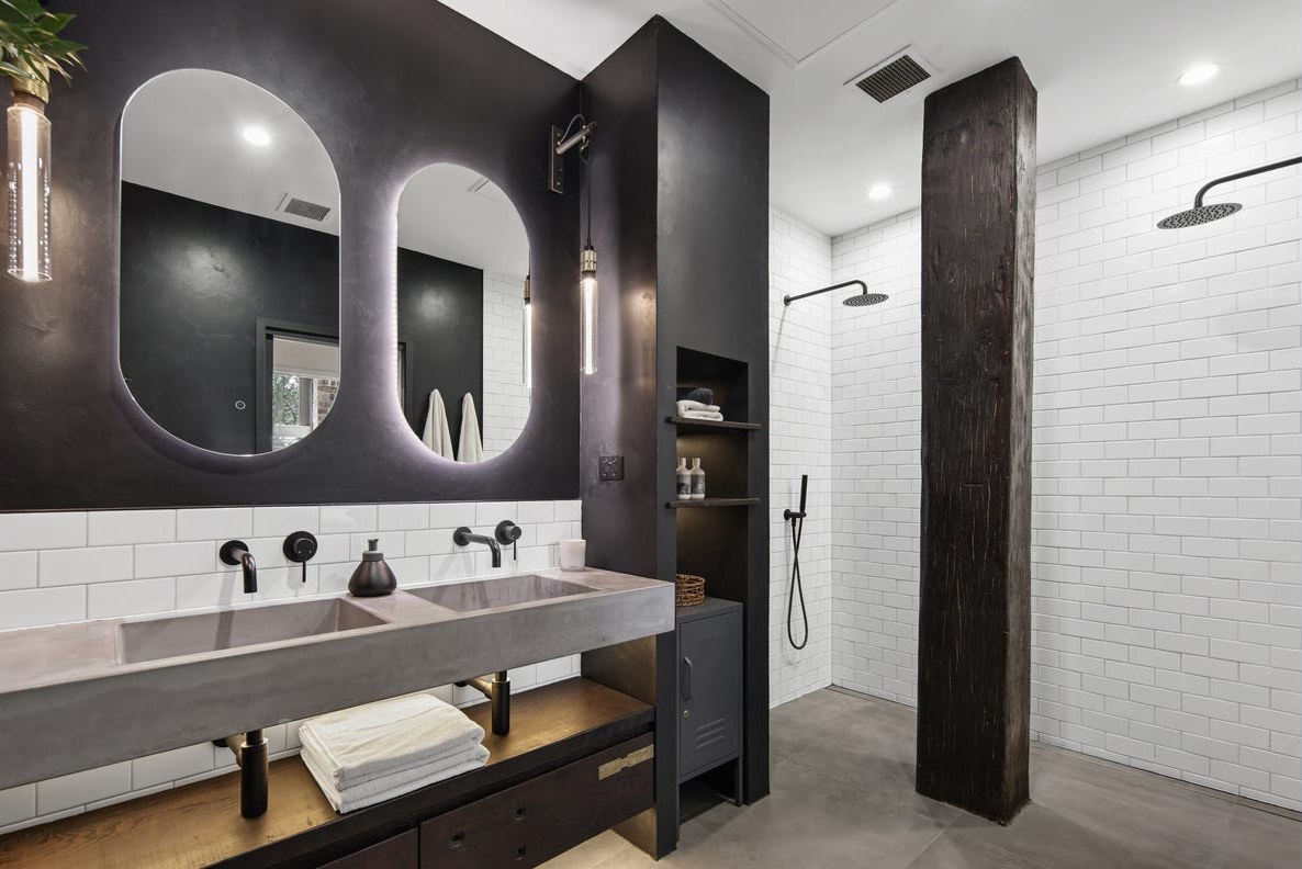 Chippendale Apartment Bathroom & WC — Vanity and shower