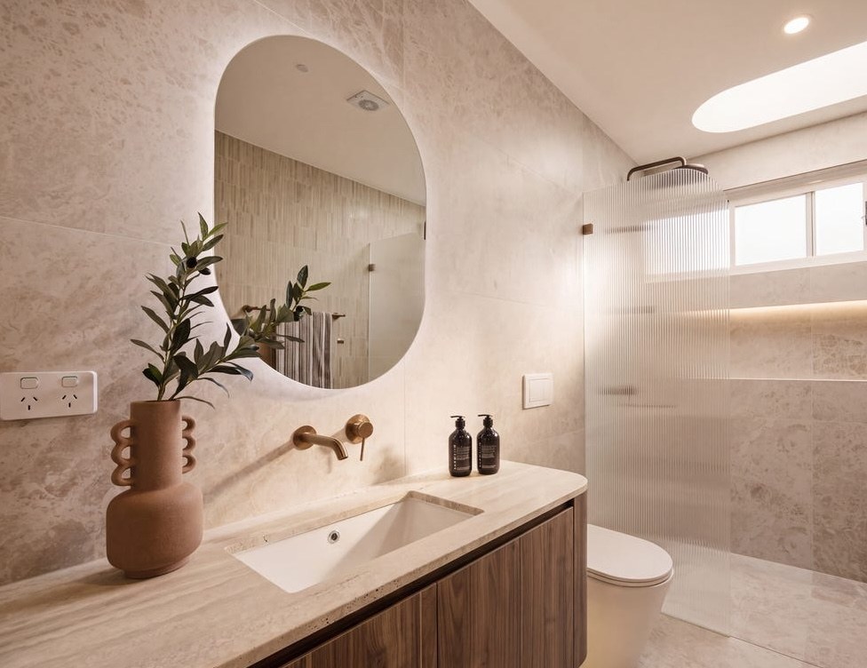 Hurstville Main Bathroom — Vanity and mirror